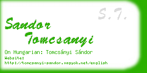 sandor tomcsanyi business card